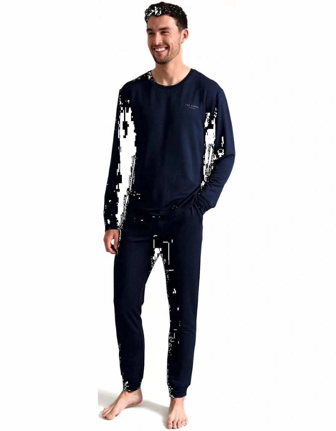 Luxe Modal Lounge Jogging Bottoms, Navy, 4 of 3