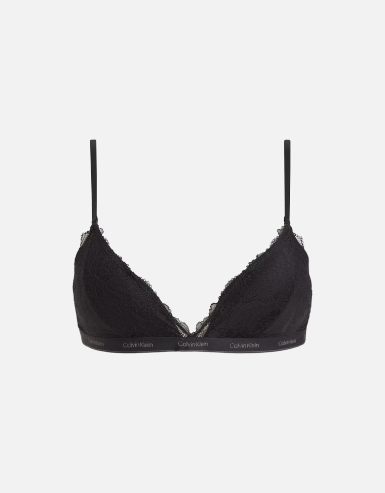 Floral Lace Lightly Lined Triangle Bra, Black