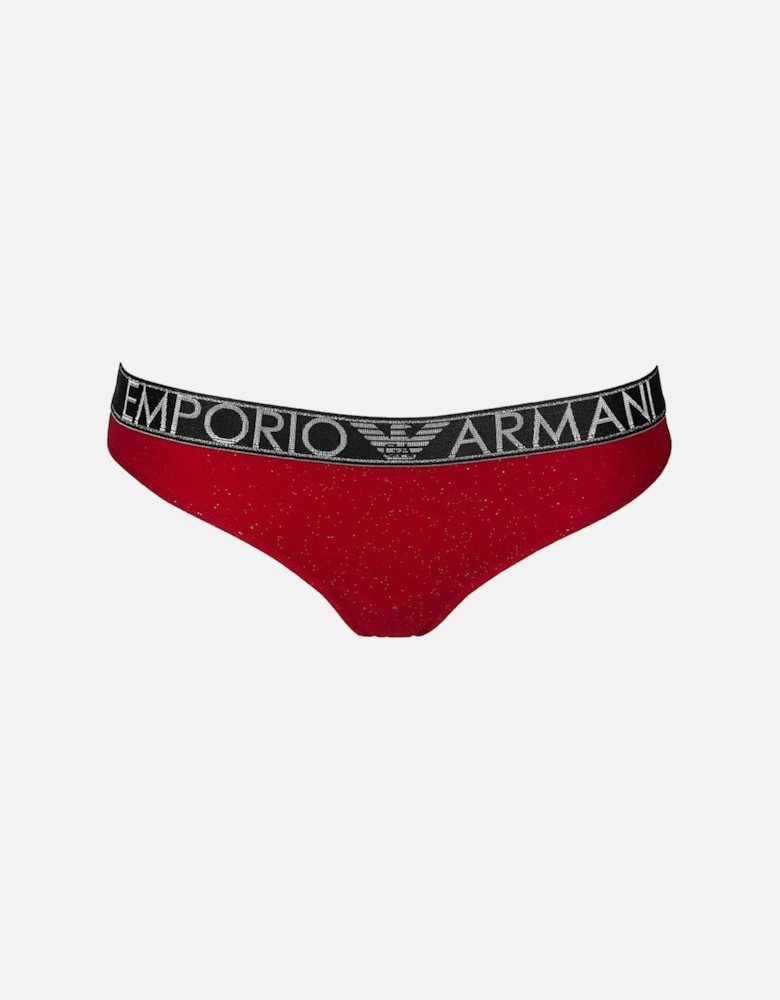 Holidays Stardust Stretch Cotton Thong, Ruby Red