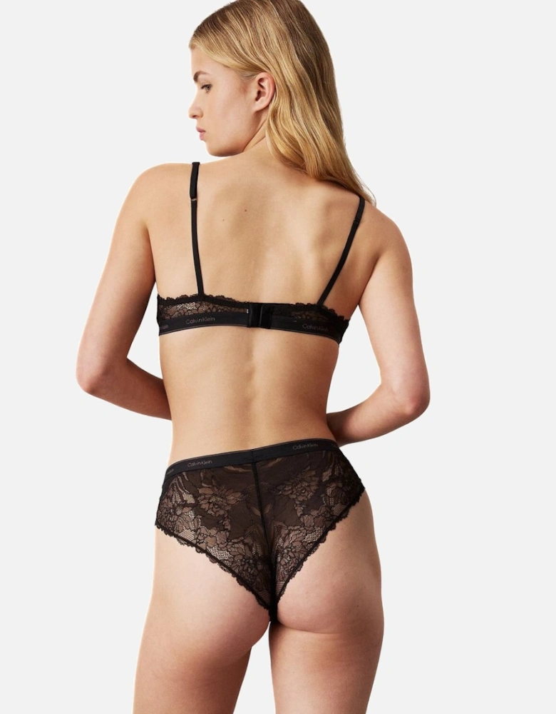 Floral Lace Tanga Brief, Black