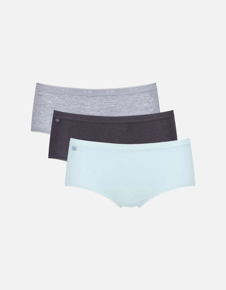 Basic 3 Pack Midi Brief, Grey / Ink Grey / Sky