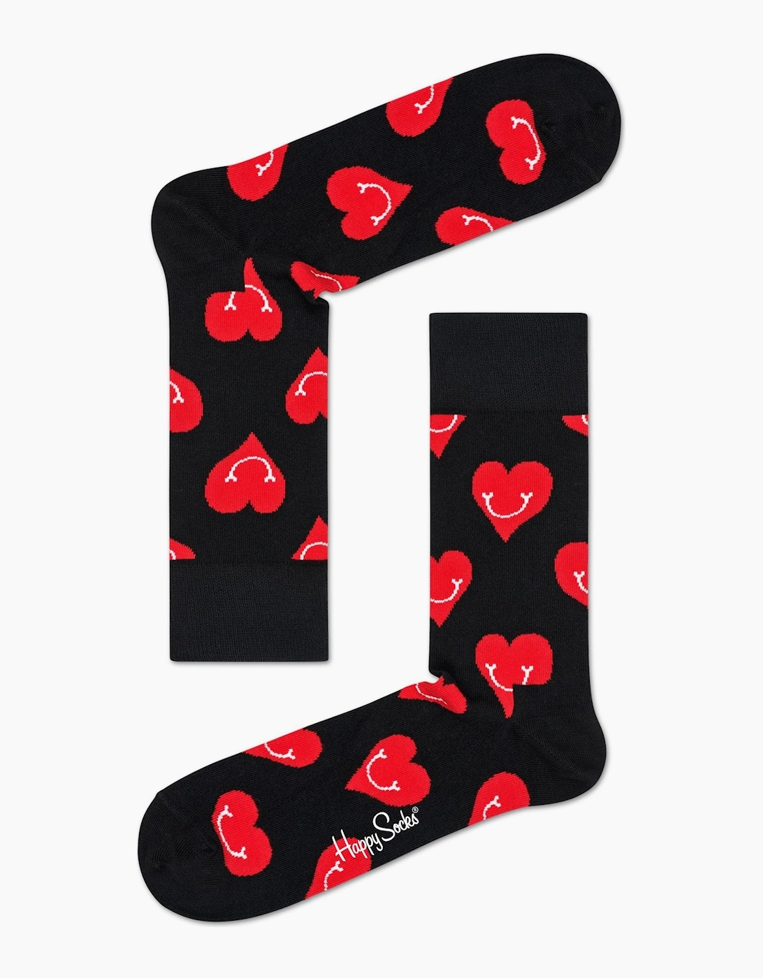 Happy Socks Women's Black Smiley Hearts Socks, /Red - Size: 5.5/5/3.5/4/4.5/7/6.5/6/3