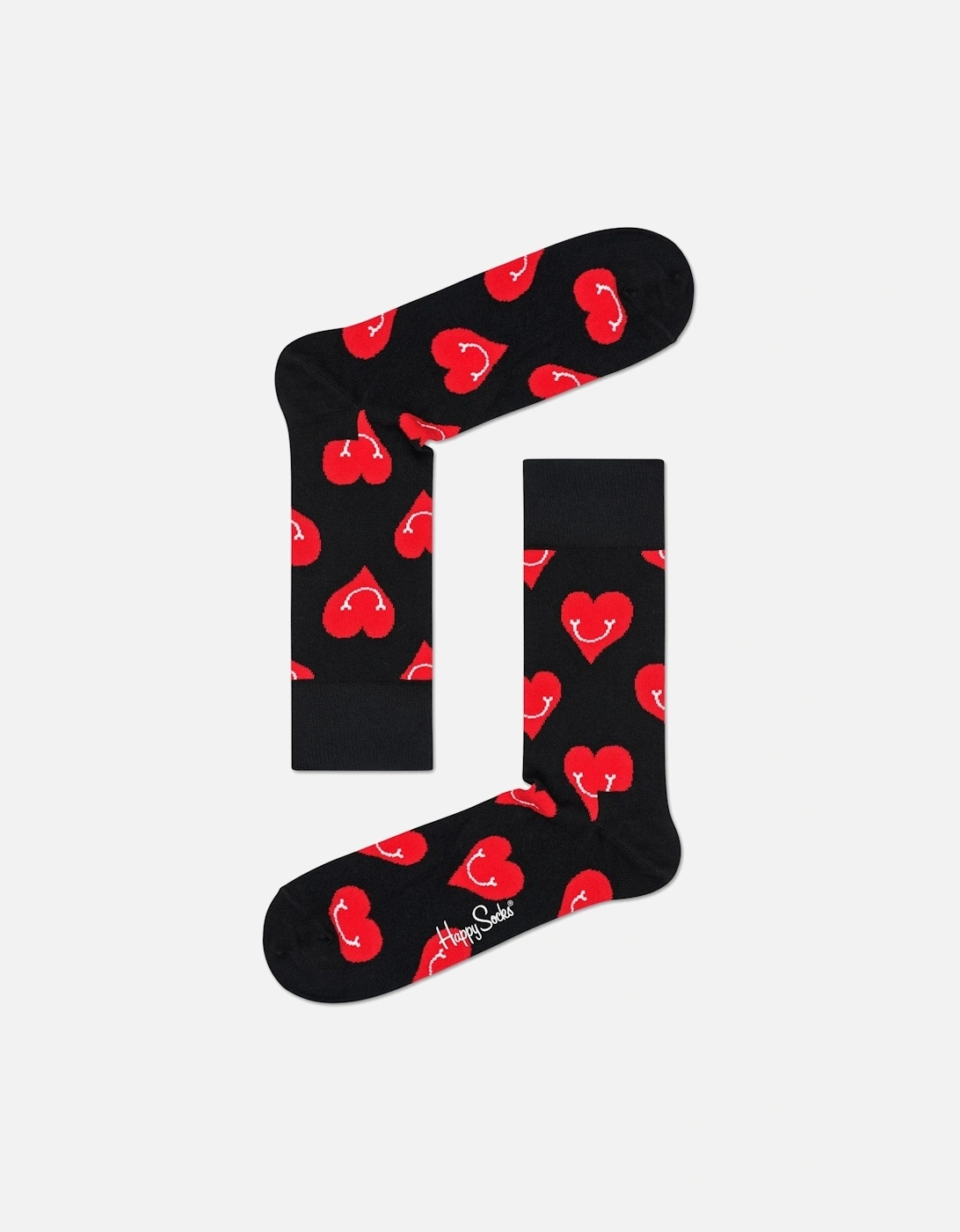 Smiley Hearts Socks, Black/red, 3 of 2