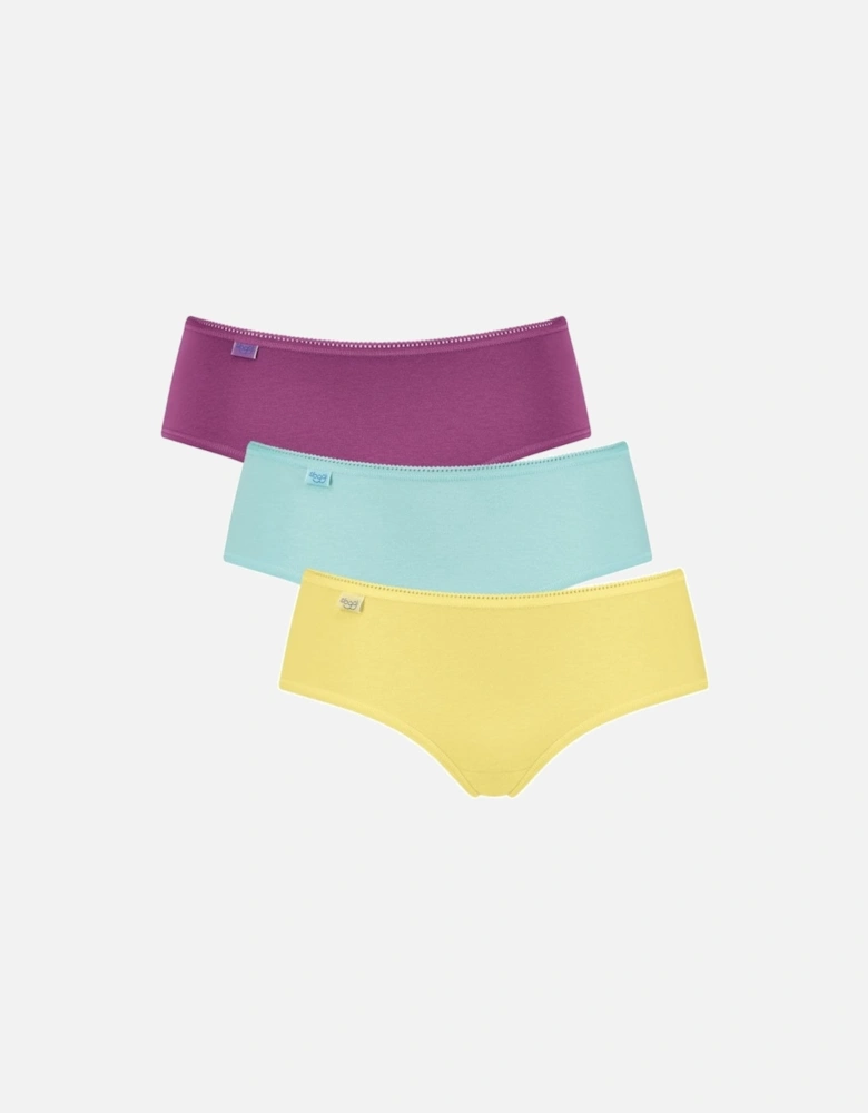 24/7 Cotton Hipster Brief 3-Pack, Yellow/Turquoise/Purple