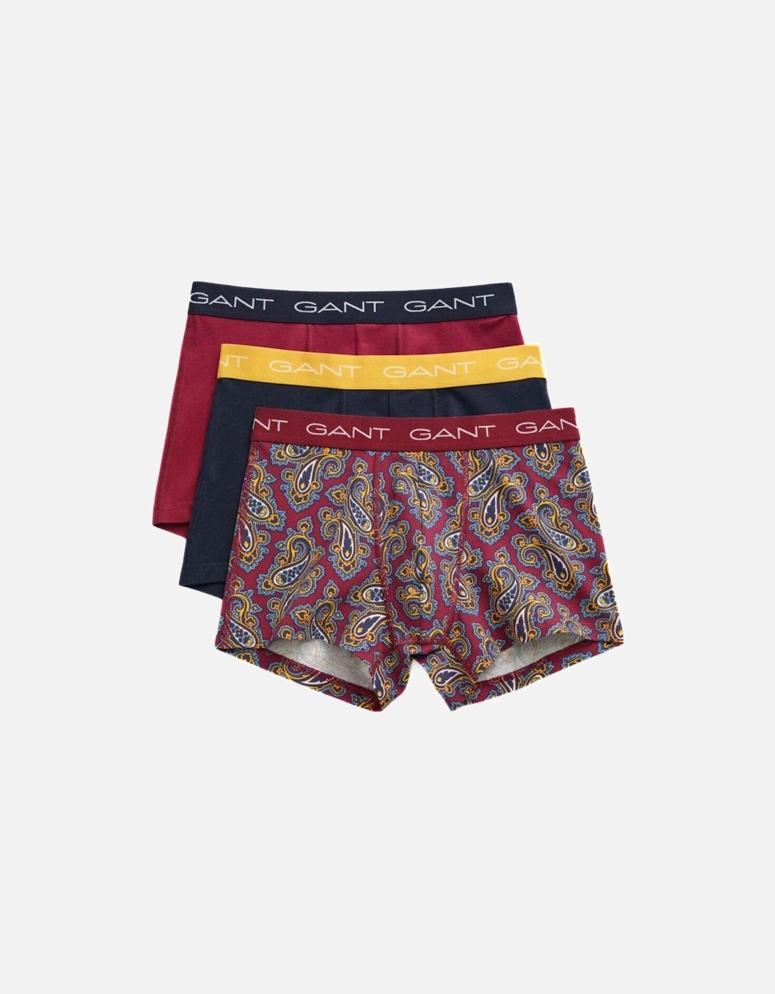 3-Pack Paisley Print Boxer Trunks, Burgundy/navy, 5 of 4