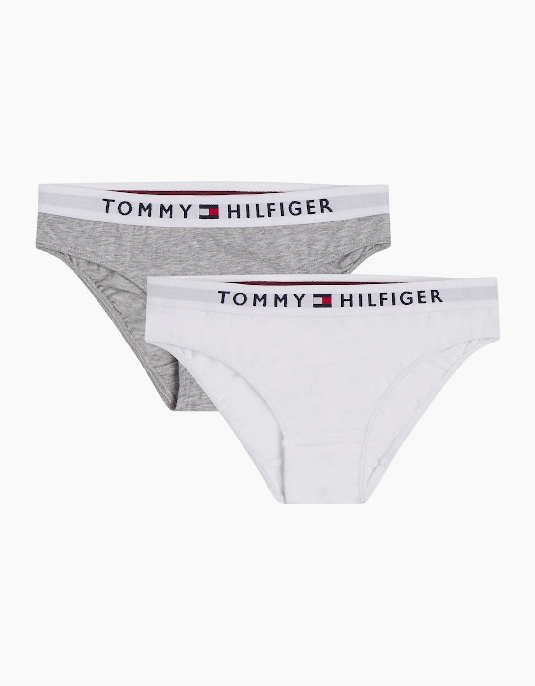 Tommy Hilfiger Girl's 2-Pack Girls Bikini Briefs, Grey/White - Size: 10 years/11 years/12 years