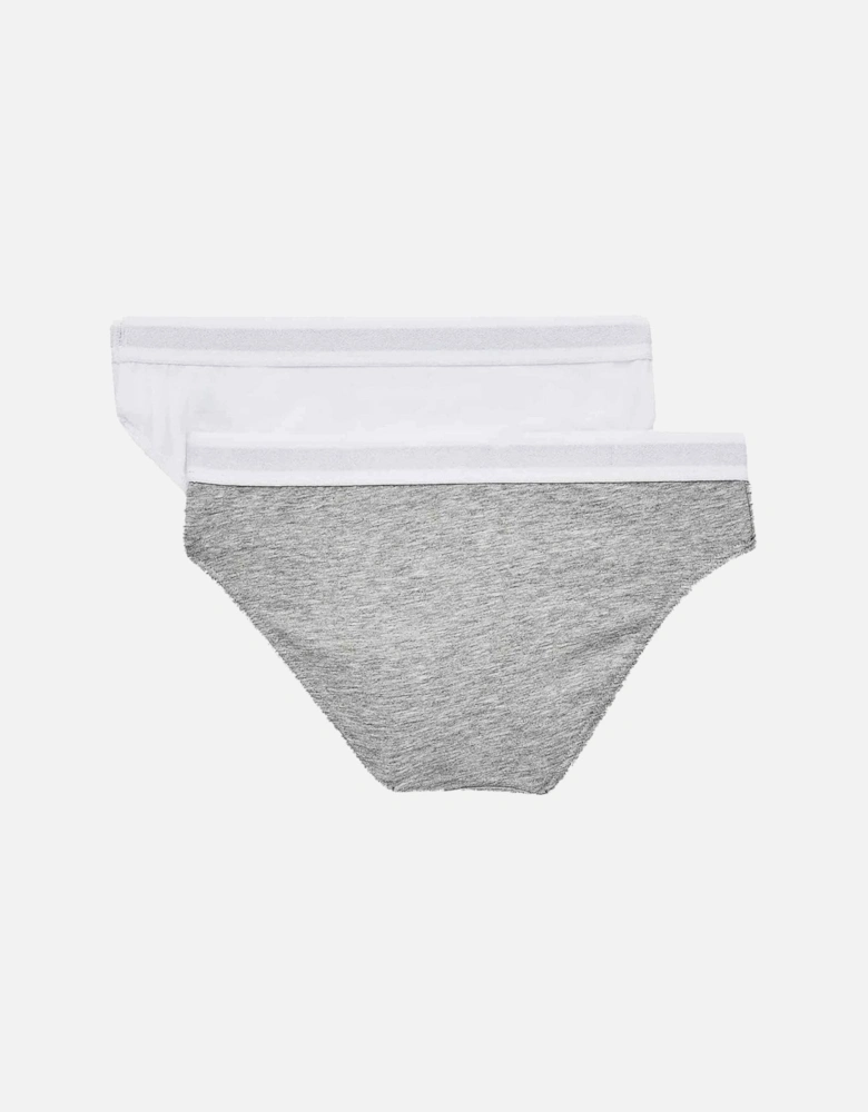 2-Pack Girls Bikini Briefs, Grey/White