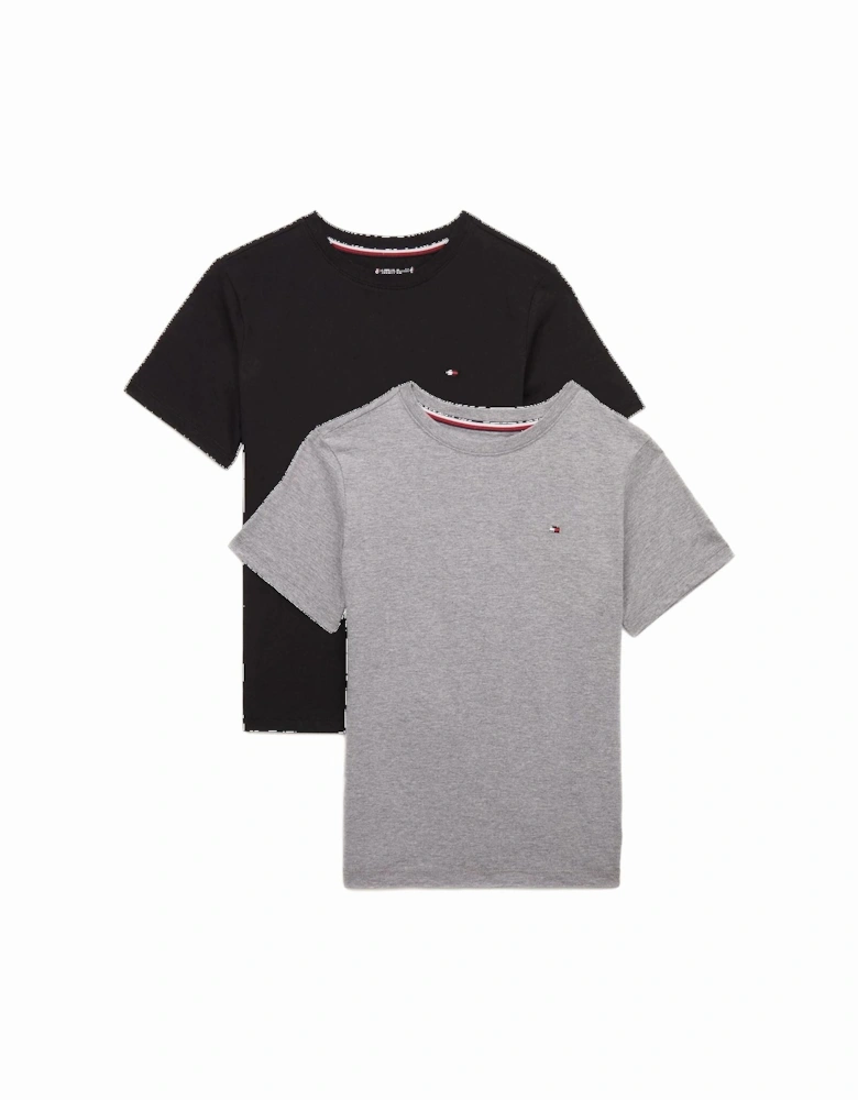 2-Pack Flag Logo Boys T-Shirts, Grey/Black