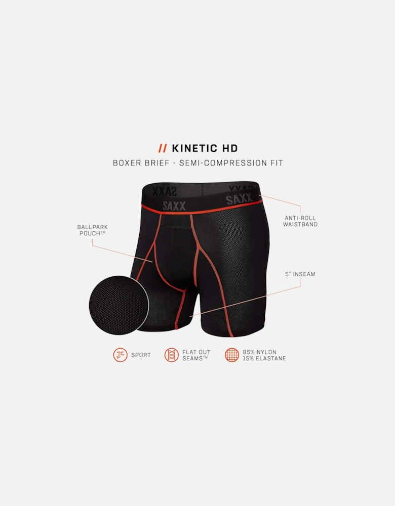 Kinetic Light Compression Mesh Boxer Brief, Black/vermilion