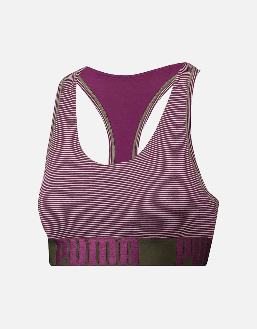 Cotton Modal Stretch Mini Stripe Bralette, Dark Purple / Grey Melange, 3 of 2