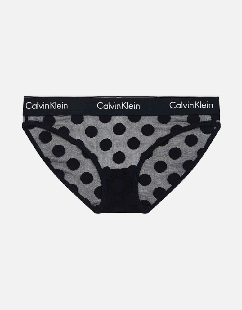 Modern Cotton Dot Light Lined Bikini Brief, Black