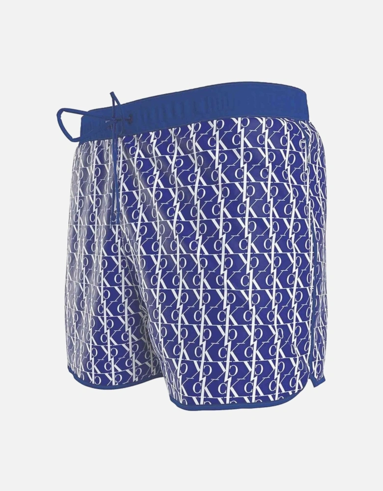 CK One Short Runner Swim Shorts, Monogram Bold Blue