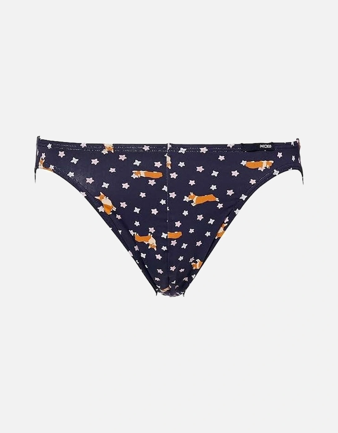 Funky Corgi Stars Print Microfibre Brief, Navy, 3 of 2