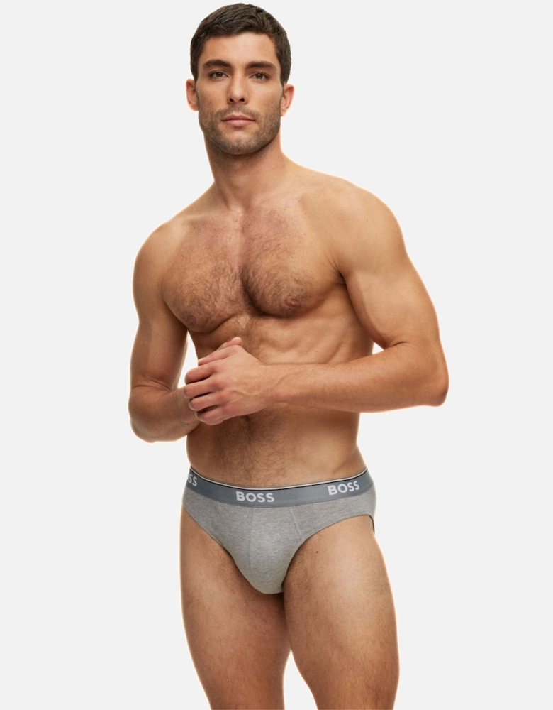 3-Pack Power Logo Briefs, Black/White/Grey