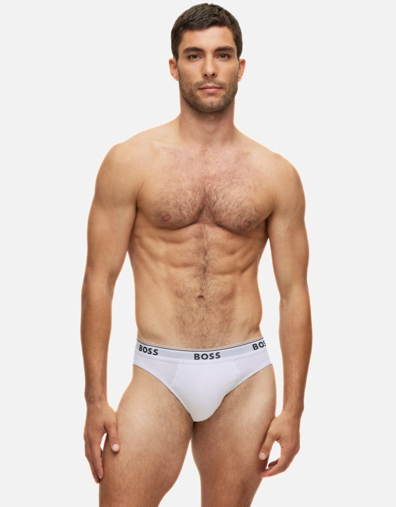 3-Pack Power Logo Briefs, Black/White/Grey