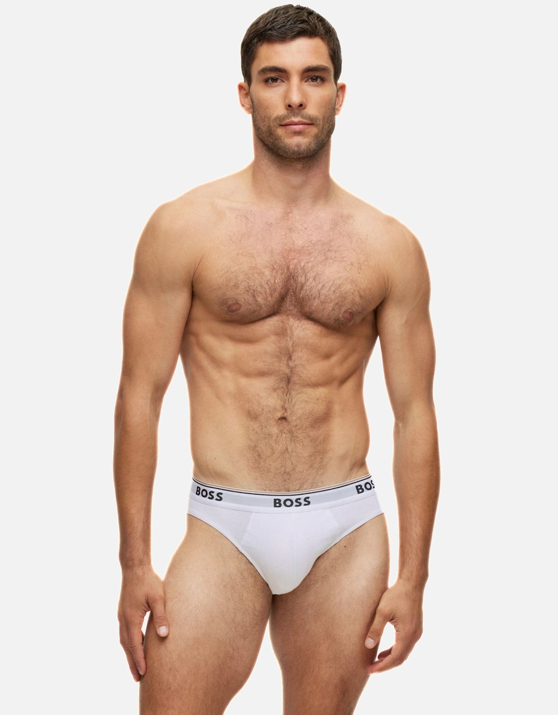 3-Pack Power Logo Briefs, Black/White/Grey