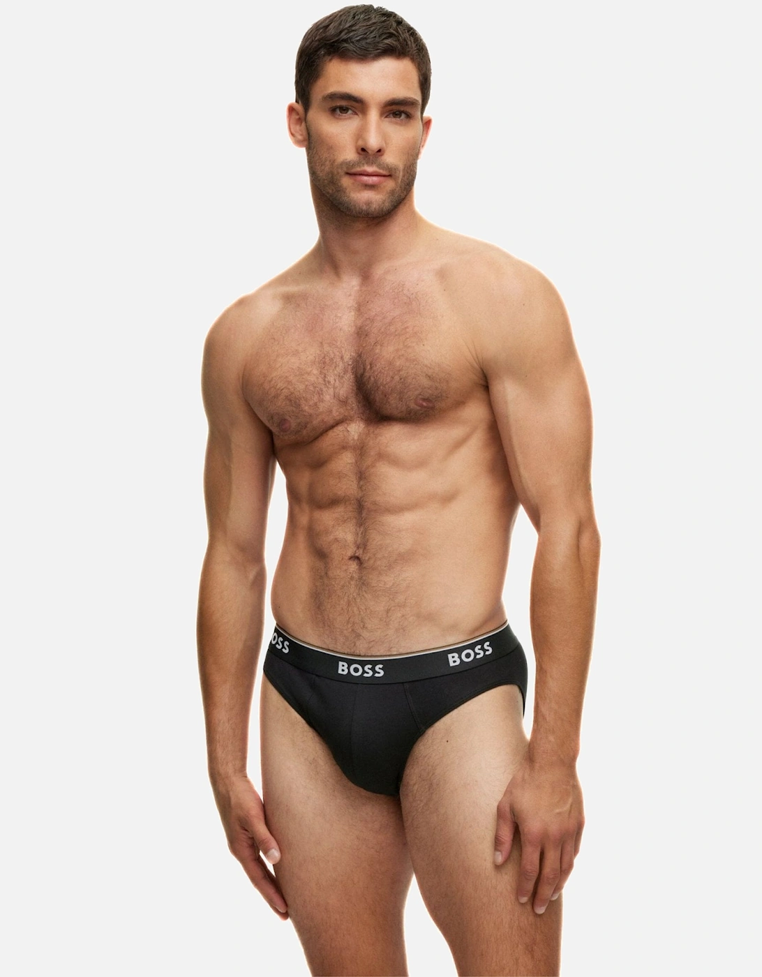 3-Pack Power Logo Briefs, Black/White/Grey