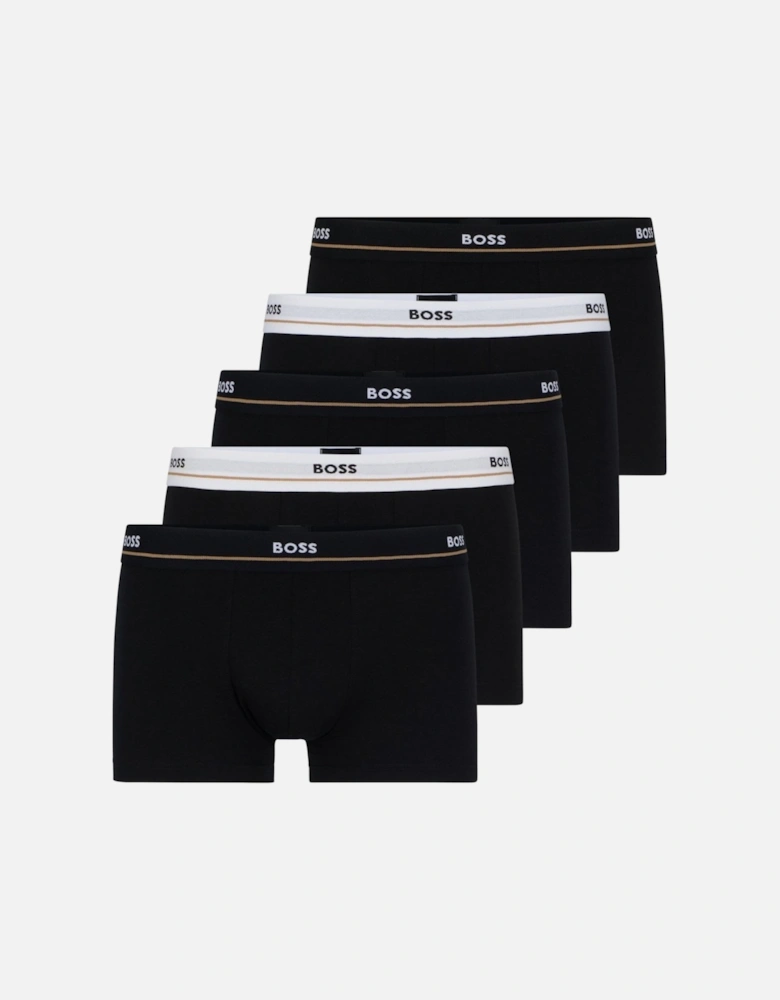 5-Pack Essential Logo Boxer Trunks, Black