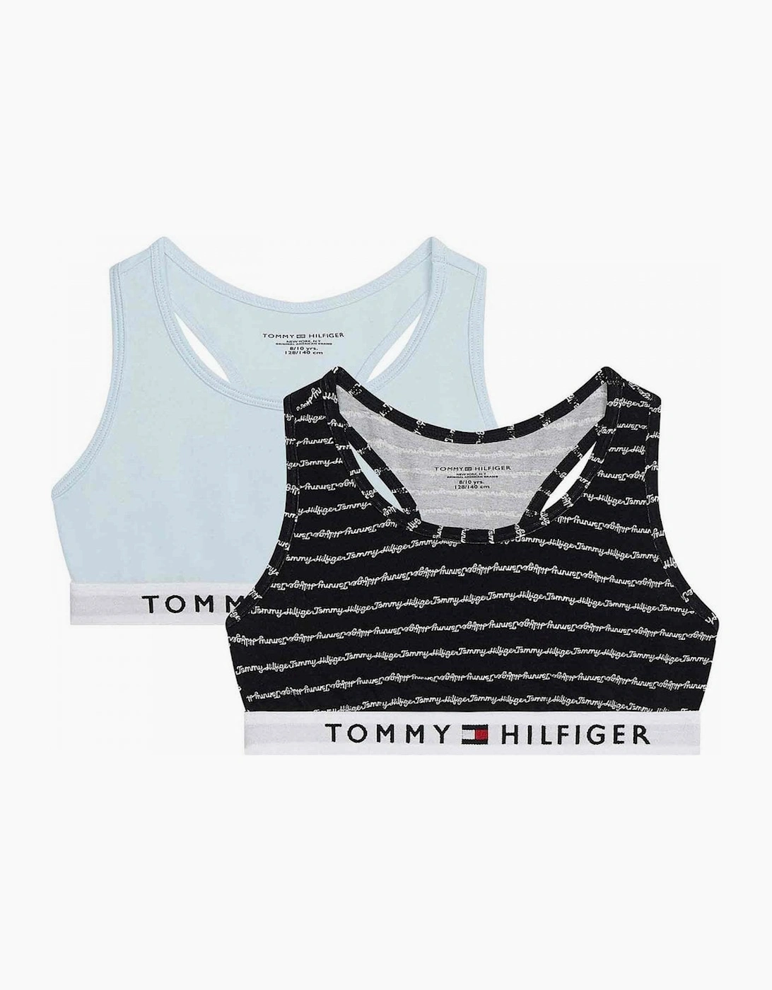 Tommy Hilfiger Girl's Girls 2 Pack Original Cotton Bralette, Klu/Cursive/Aop/Luminous Blue - Black - Size: 14 years/15 years/16 years