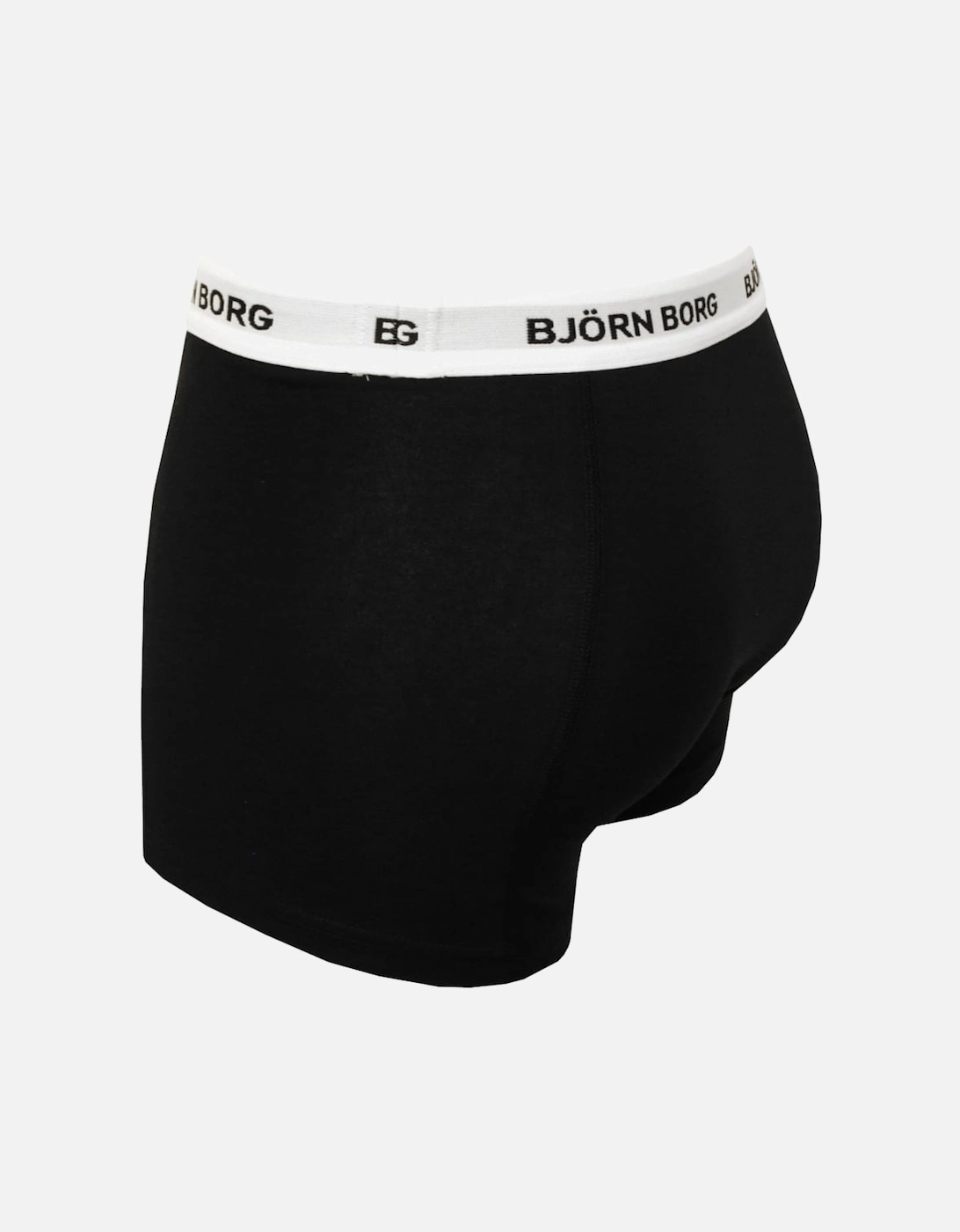 3-Pack White Waistband Boxer Trunks, Black