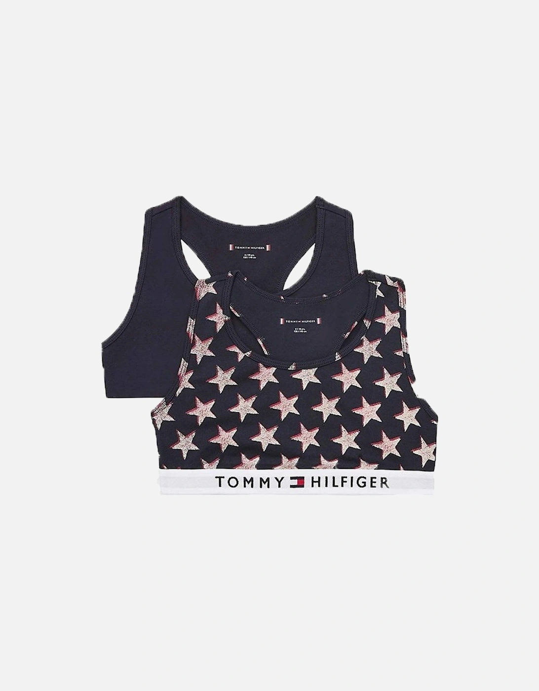 Tommy Hilfiger Girl's Girls 2 Pack Original Cotton Bralette, Offset Stars/Desert Sky - Black - Size: 12 years/13 years/14 years