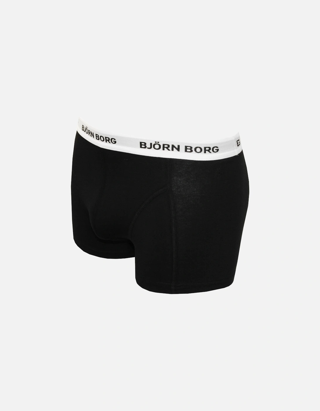 3-Pack White Waistband Boxer Trunks, Black