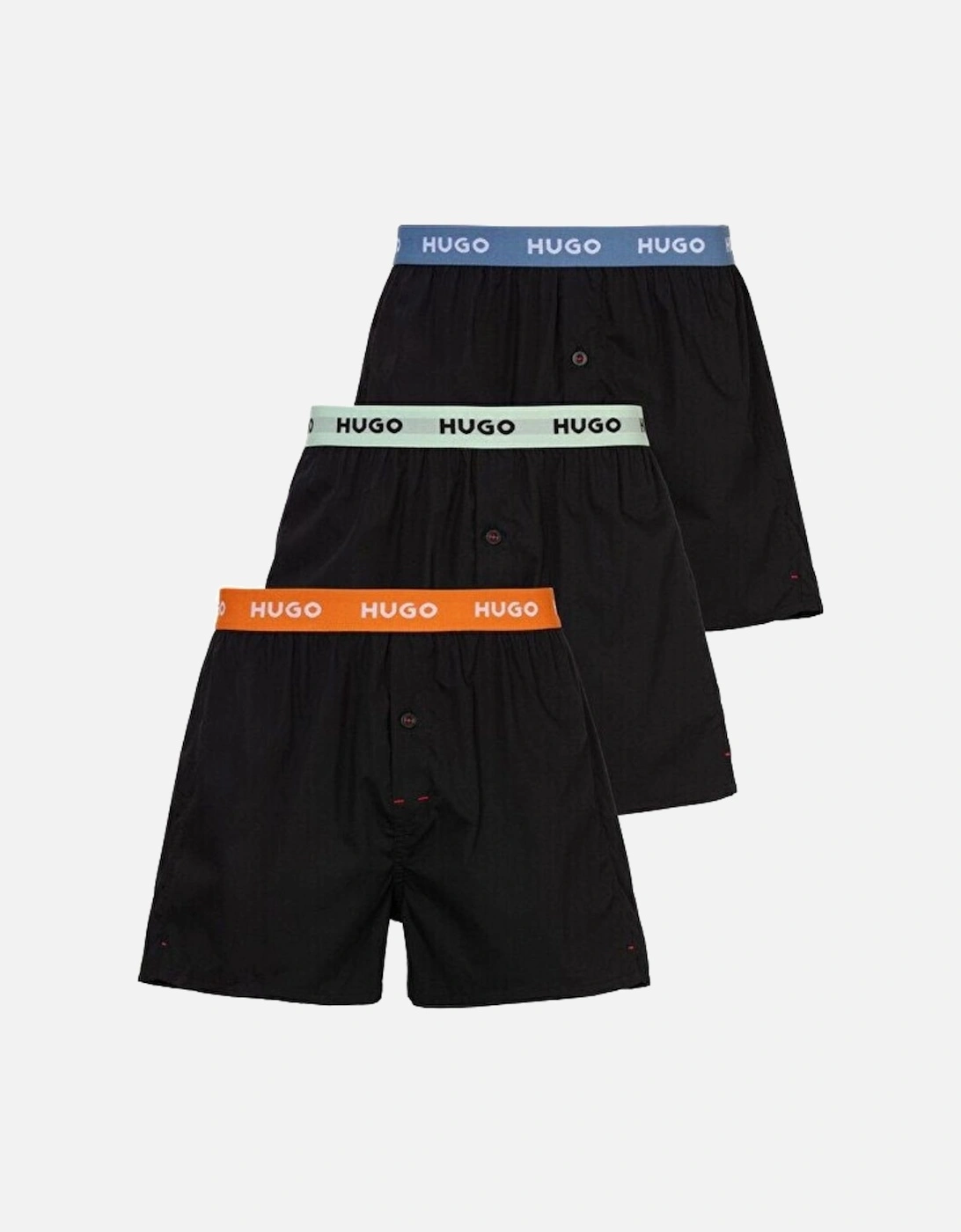 3-Pack Classic Logo Woven Boxer Shorts, Black w/ orange/blue/mint, 10 of 9