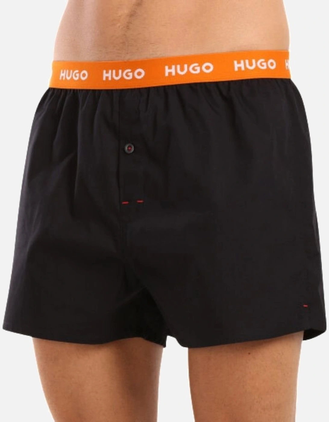 3-Pack Classic Logo Woven Boxer Shorts, Black w/ orange/blue/mint