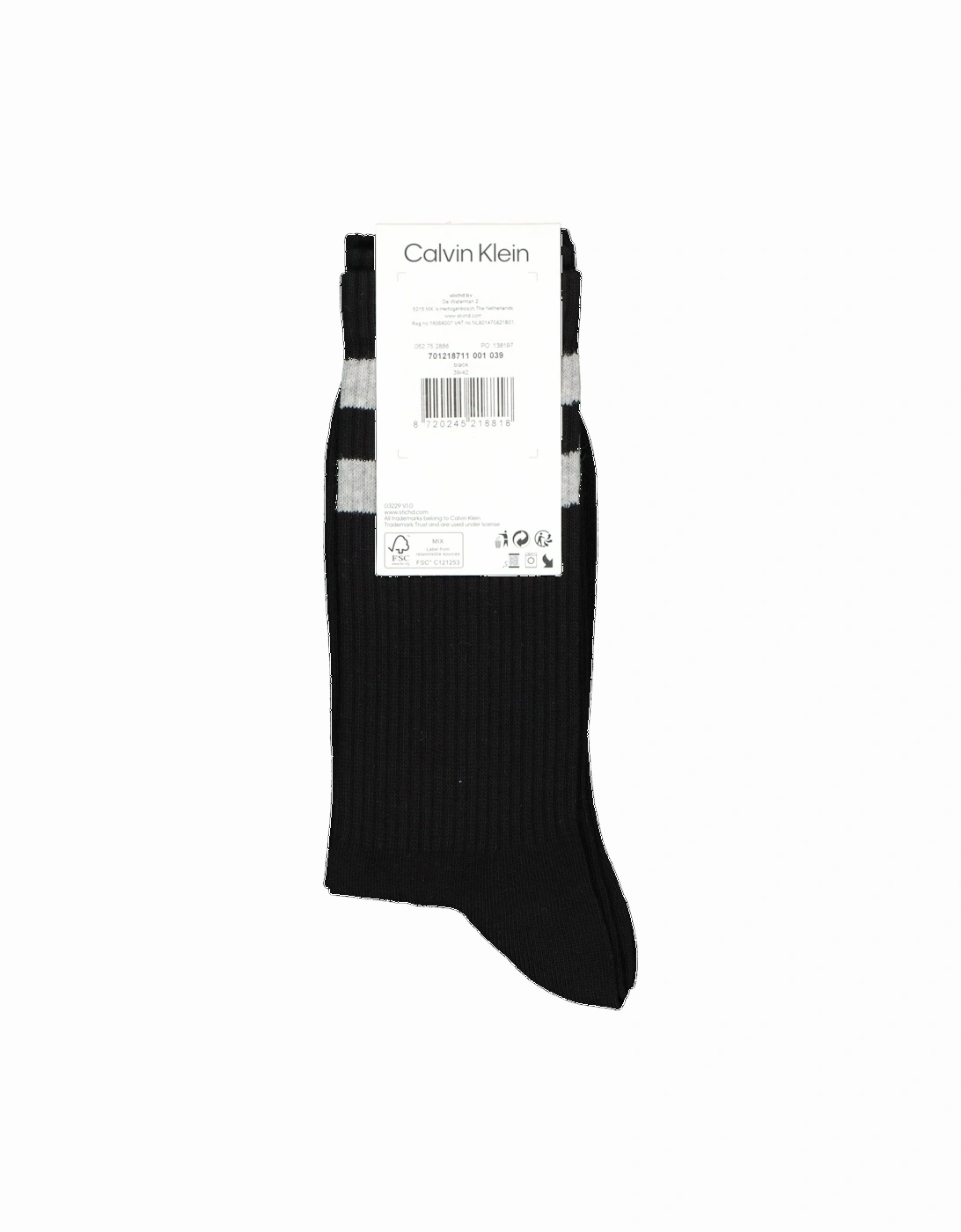 2-Pack Stripes Casual Sports Socks, Black