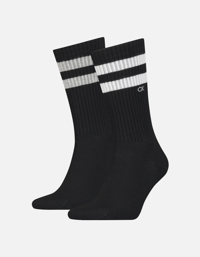 2-Pack Stripes Casual Sports Socks, Black