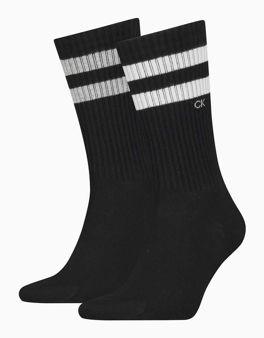 Calvin Klein Men's Black 2-Pack Stripes Casual Sports Socks,  7.5/8/5/5.5/6/6.5/7 Eur Size 39-42