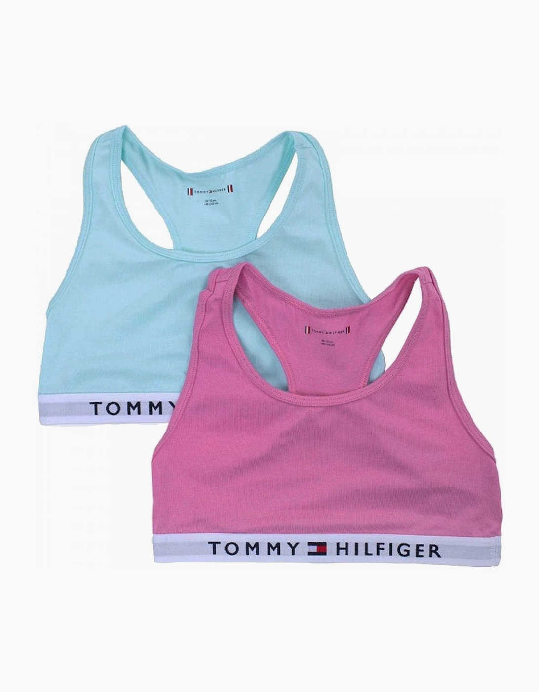 Tommy Hilfiger Tommy Hilfiger Girl's Girls 2 Pack Original Cotton Bralette, Rose Tea/Aqua Glow - Pink