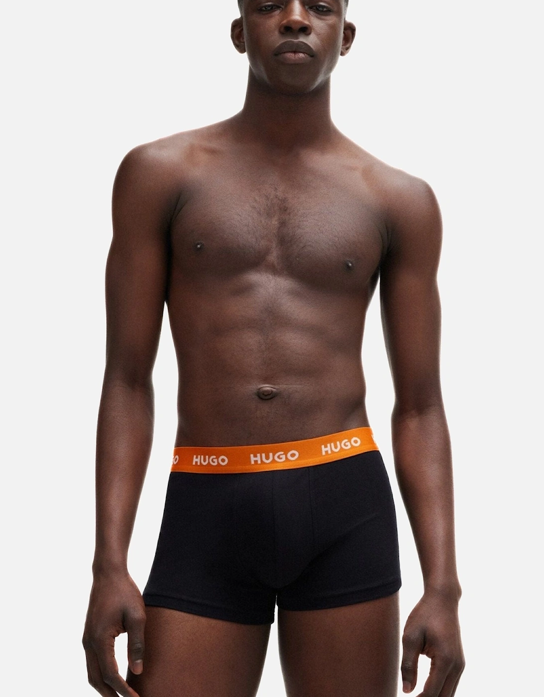 3-Pack Classic Logo Boxer Trunks, Black w/ orange/blue/mint