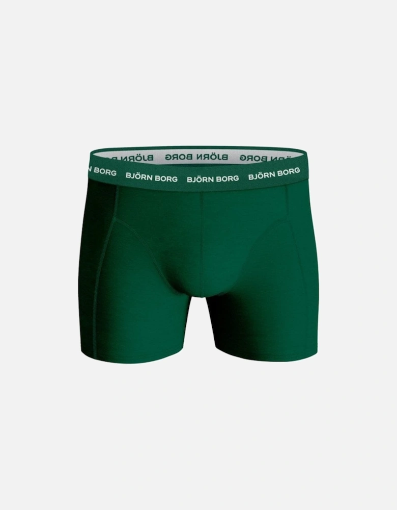 3-Pack Leaf Print Boxer Trunks, Green Mix