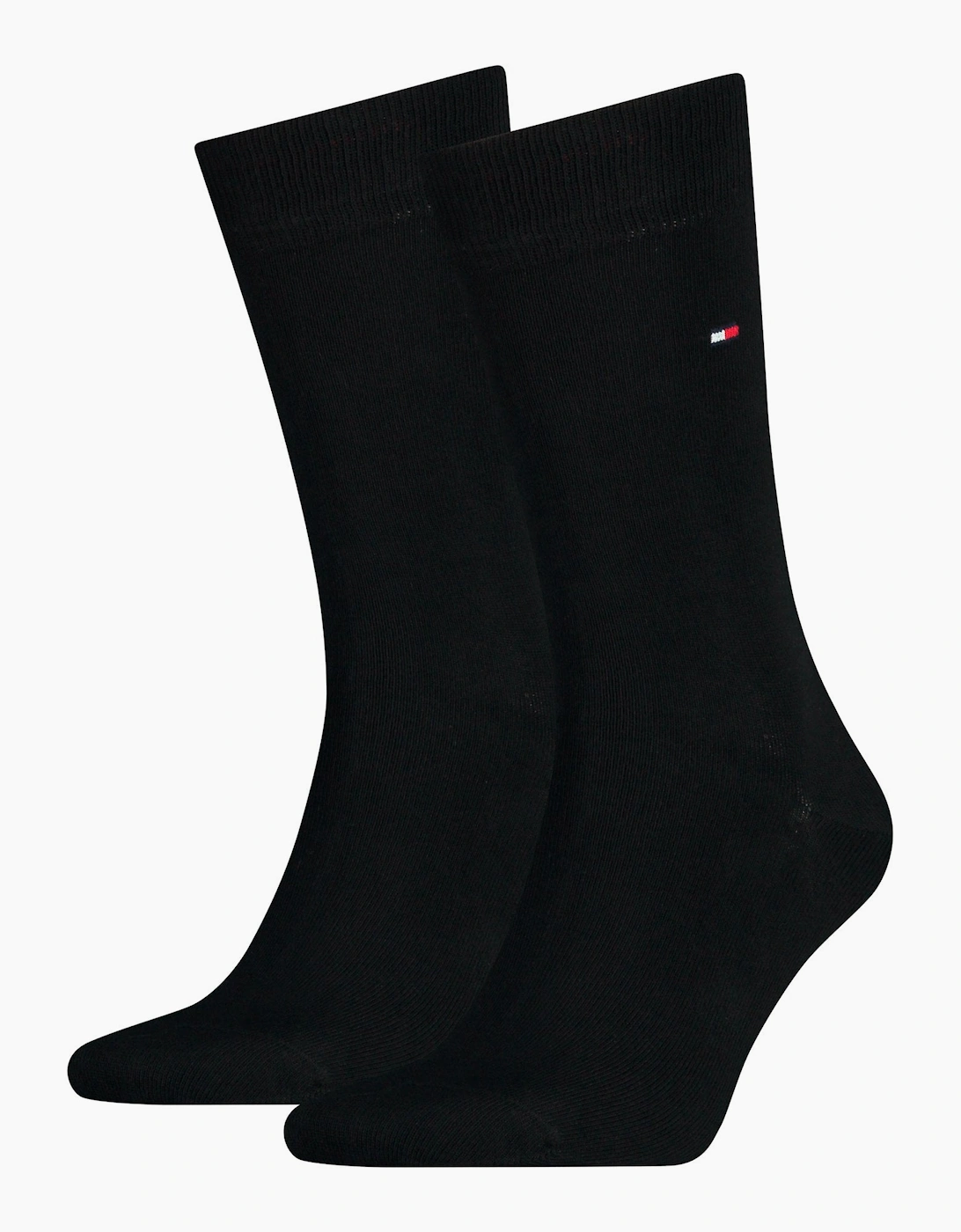 Tommy Hilfiger Men's Black/Black 2-Pack Classic Embroidered Logo Socks, - : 9/9.5/10/10.5/11/11.5/12 Eur Size 43-46