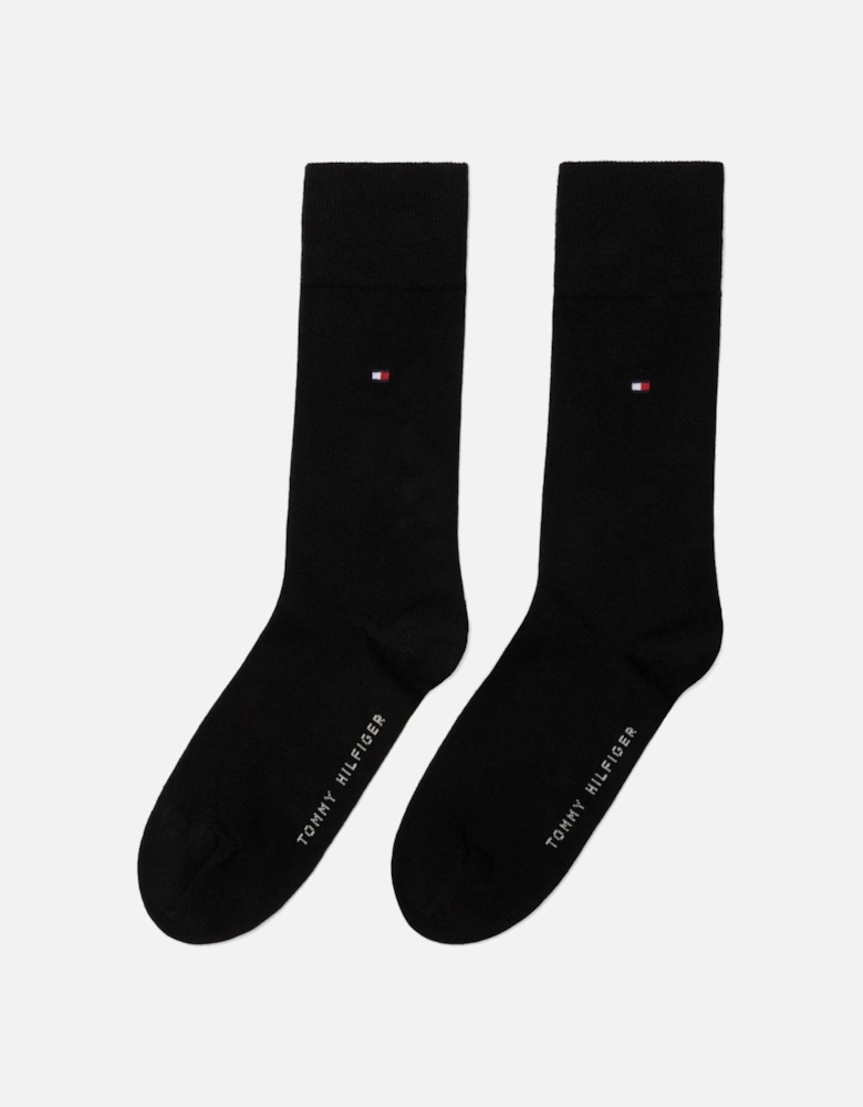 2-Pack Classic Embroidered Logo Socks, Black