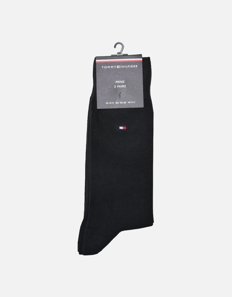 2-Pack Classic Embroidered Logo Socks, Black