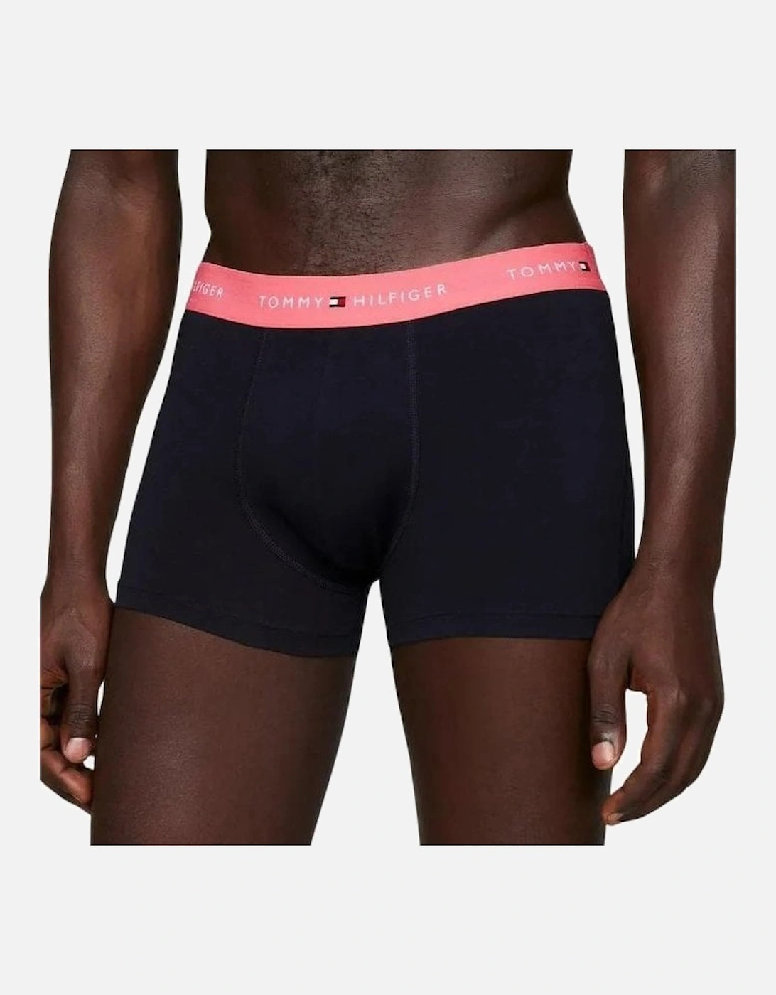 3-Pack Signature Essentials Boxer Trunks, Black w/ blue/green/pink