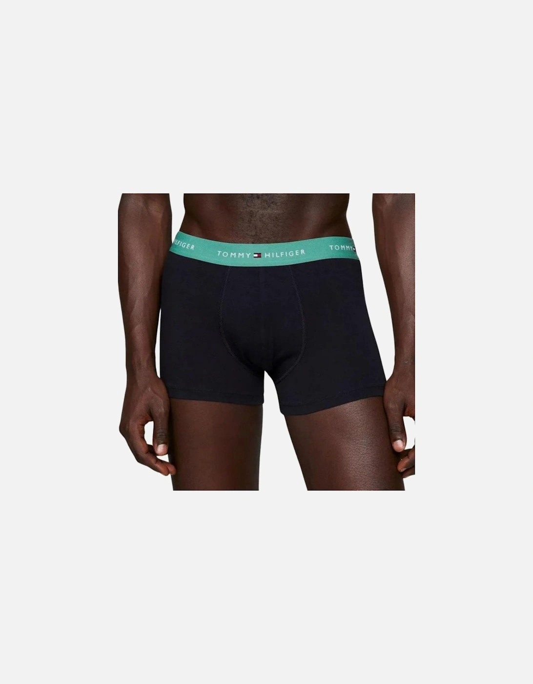 3-Pack Signature Essentials Boxer Trunks, Black w/ blue/green/pink