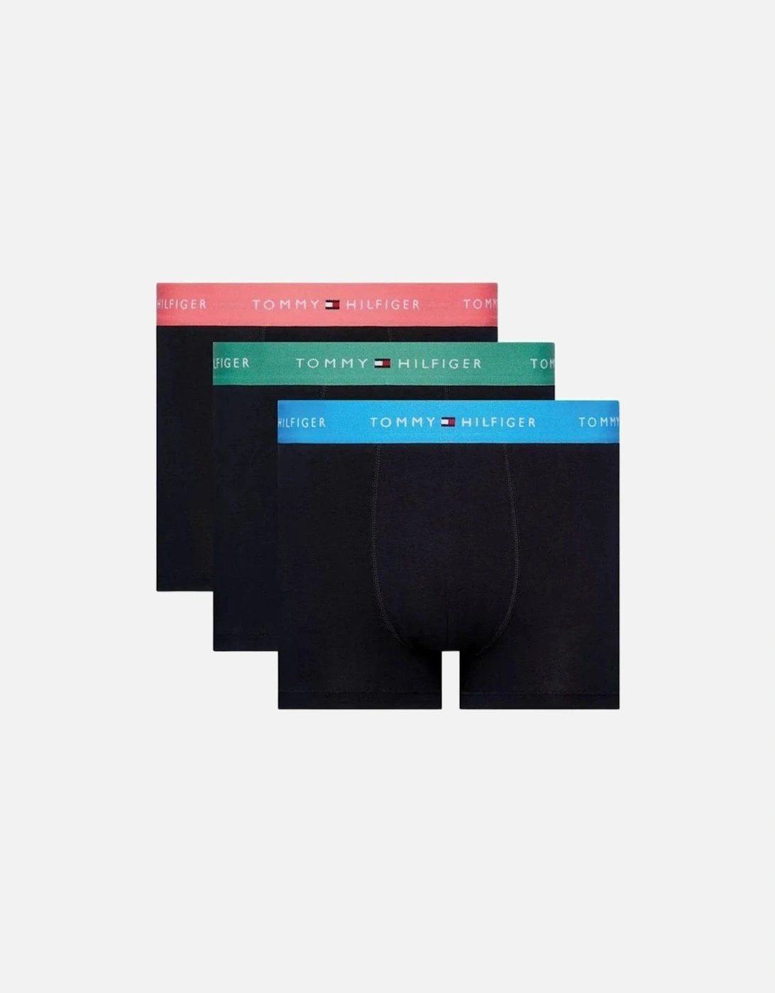 3-Pack Signature Essentials Boxer Trunks, Black w/ blue/green/pink, 6 of 5