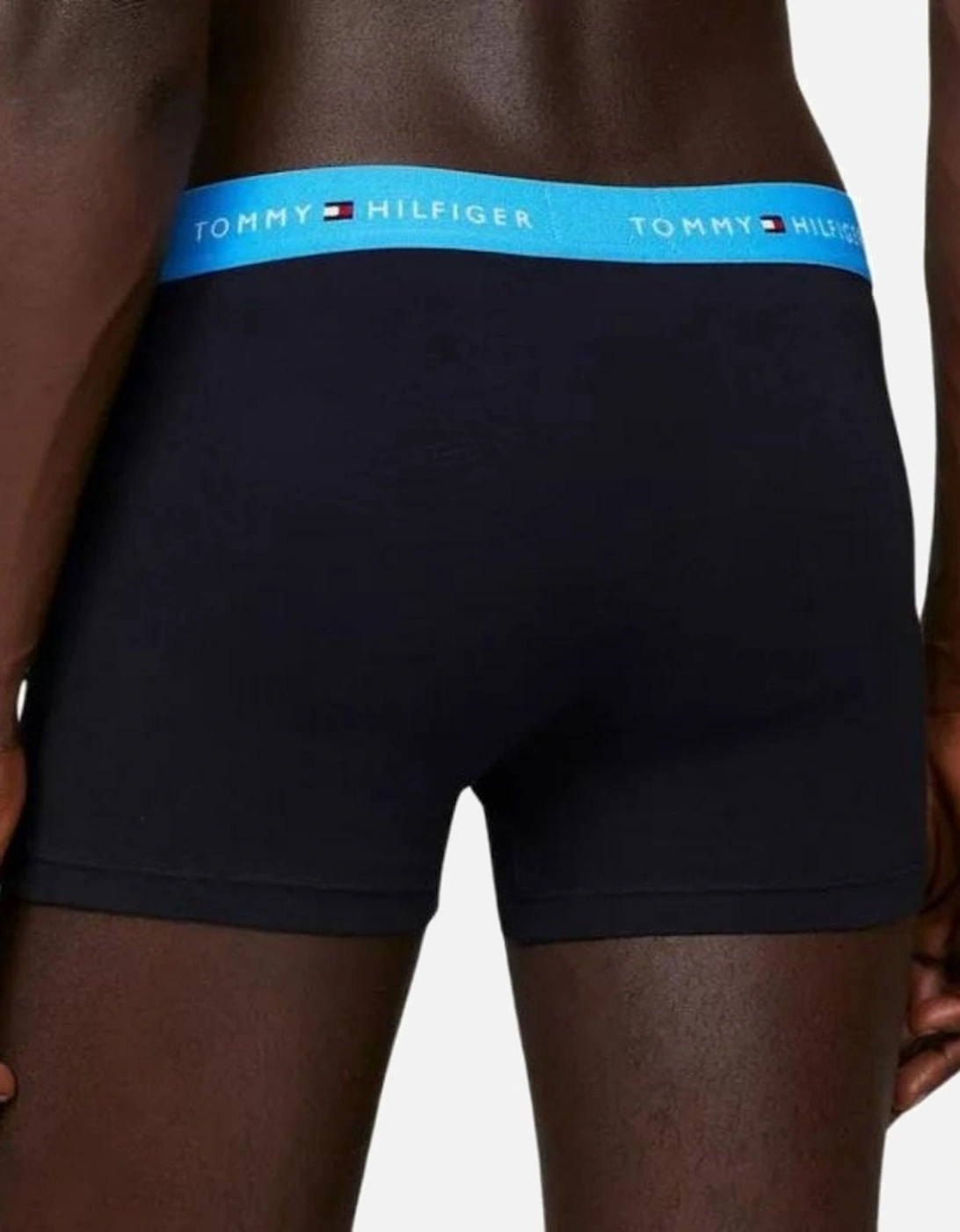 3-Pack Signature Essentials Boxer Trunks, Black w/ blue/green/pink