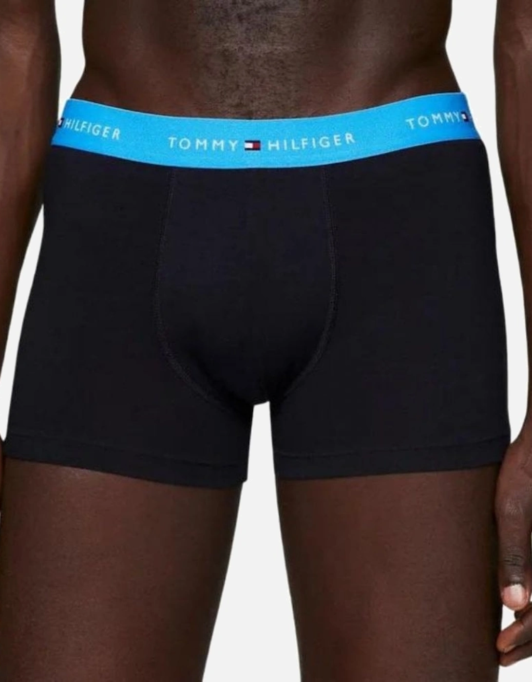 3-Pack Signature Essentials Boxer Trunks, Black w/ blue/green/pink