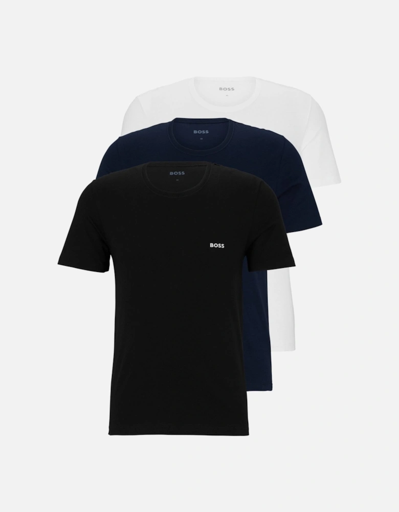 3-Pack Classic-Fit Crew-Neck T-Shirts, Black/White/Navy