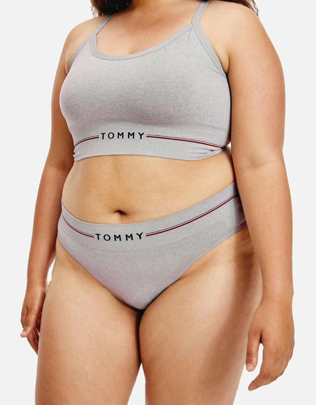 Seamless Logo Curve Thong, Medium Grey Heather