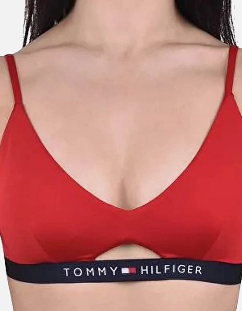 Cut Out Detail Swim Bikini Top, Tango Red