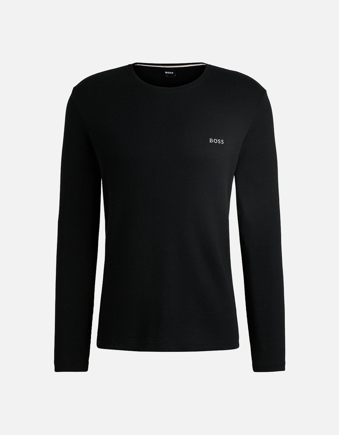 Lightweight Mini Waffle Long-Sleeve Lounge Top, Black, 6 of 5