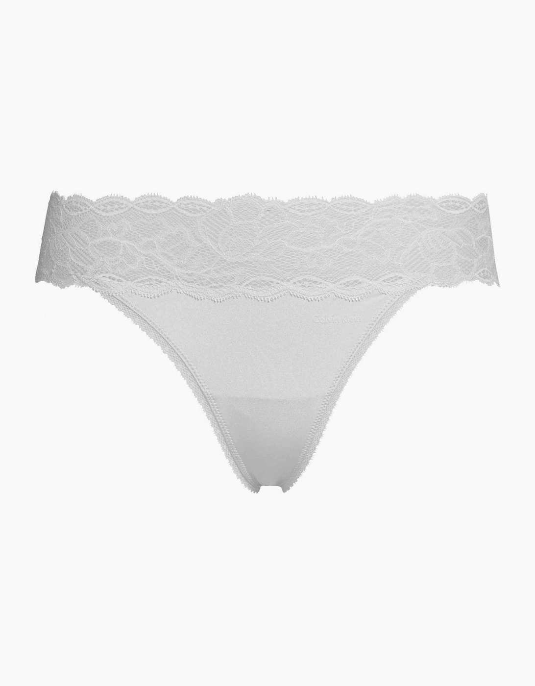 Calvin Klein Women's Seductive Comfort Lace Thong, Jet Grey - White - Size: 8