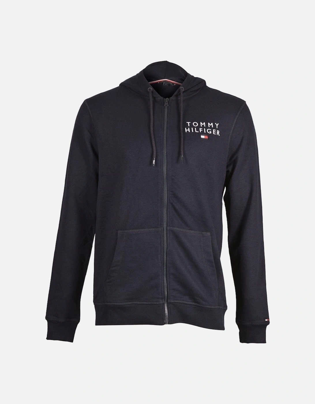 Tommy Hilfiger Men's Embroidered Logo Zip-Thru Hoodie, Navy - Size: 36