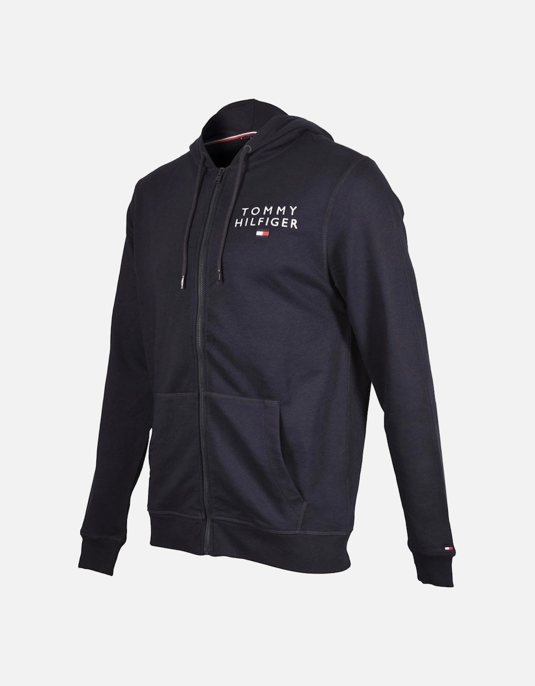 Embroidered Logo Zip-Thru Hoodie, Navy