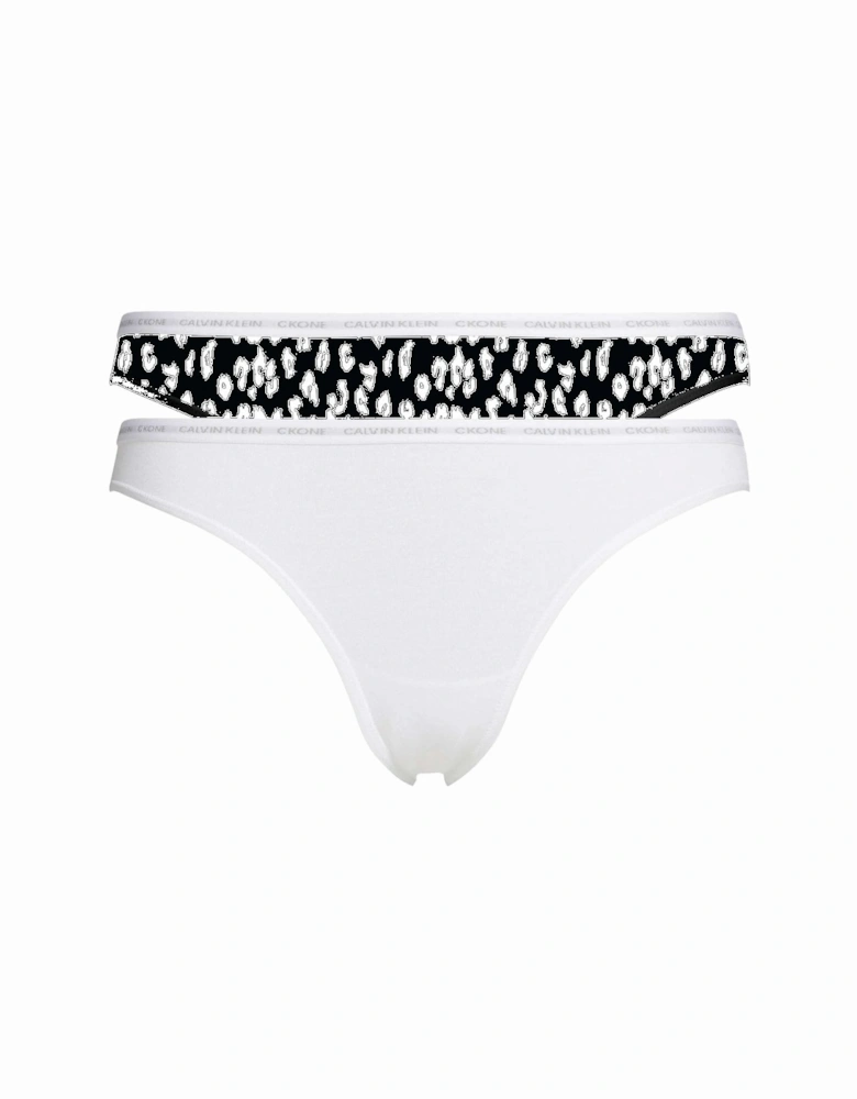 CK One 2-Pack Bikini Brief, White/Savannah/Cheetah Black